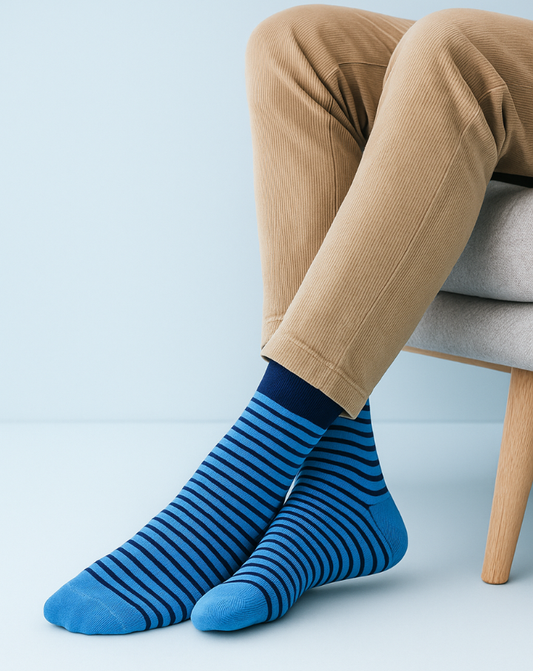 2 pares de calcetines bambú Azul - Rayas azules