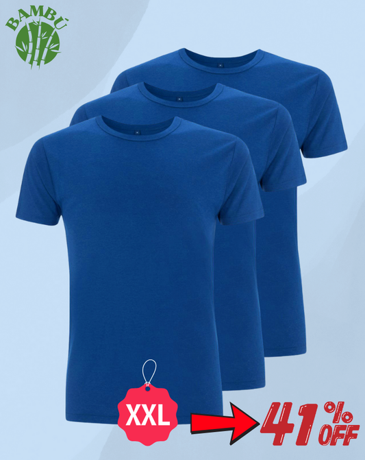 3 Camisetas básicas de bambú azules - TALLA XXL
