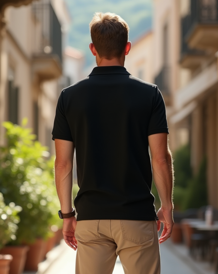 Polo de fibra de bambú Kanaluha logo azul