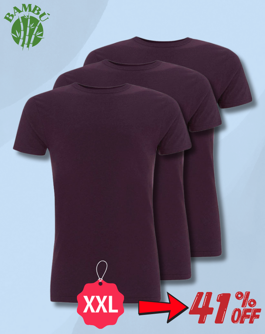 3 Camisetas básicas de bambú moradas - TALLA XXL