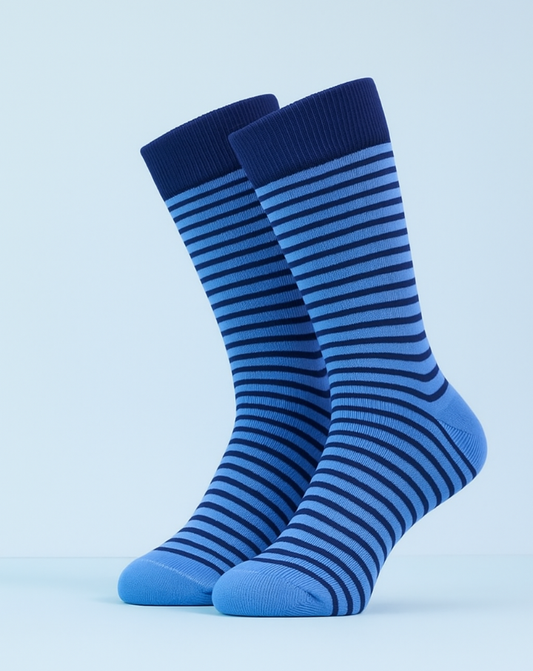 2 pares de calcetines bambú Azul - Rayas azules
