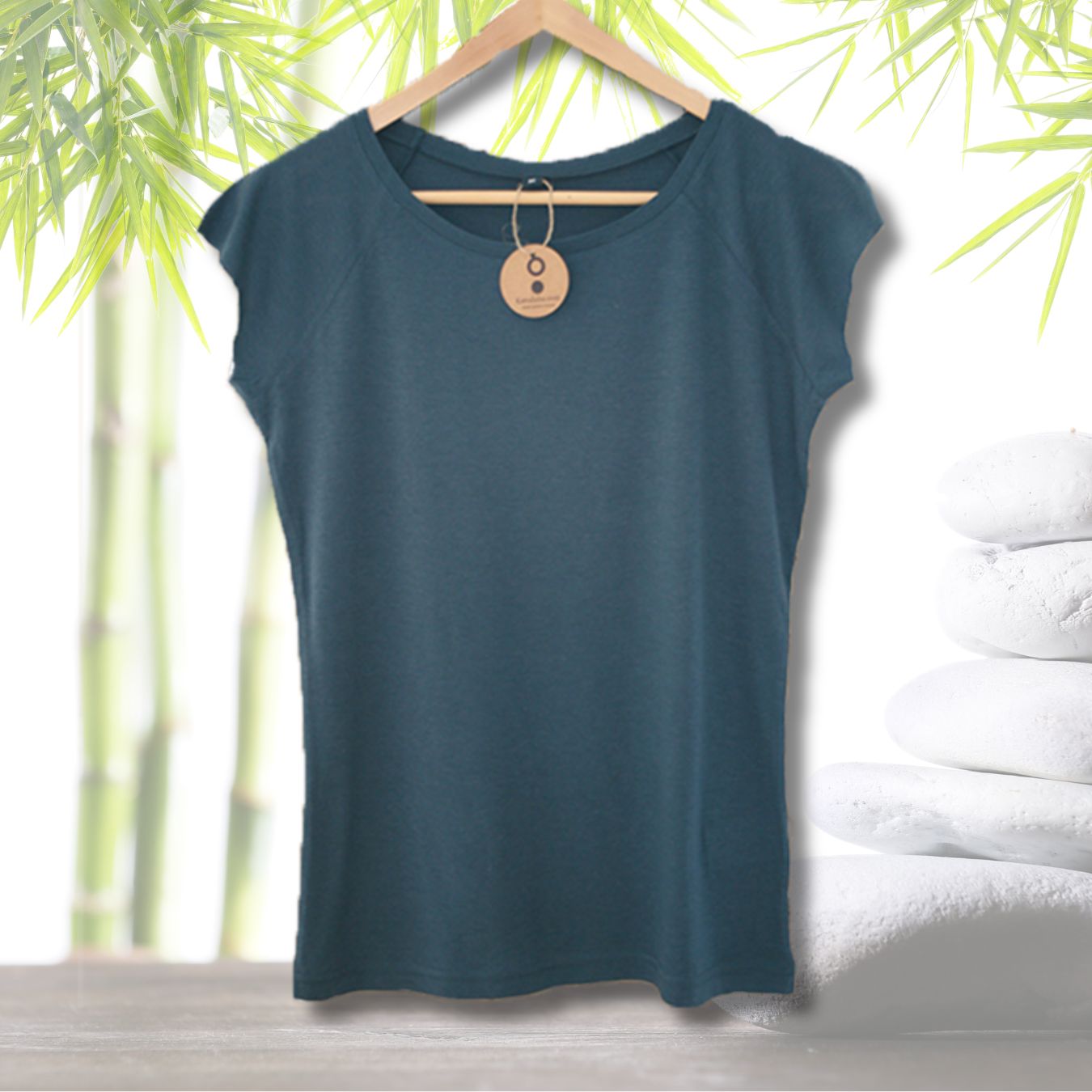 Camiseta básica mujer color azul denim