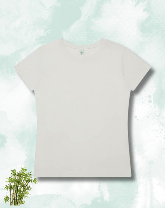 Camiseta de bambú básica mujer color blanco crema